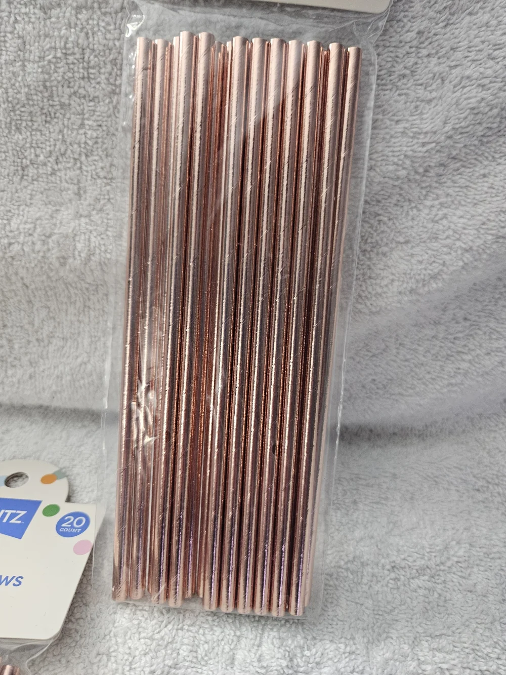 2 PACK Spritz Rose Gold Metallic Foil Paper Straws 40ct Birthday Party